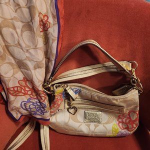 Coach small purse and a matching silk scarf